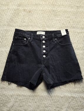 Abercrombie & Fitch High Rise For Inch Shorts Women's Black Denim Size 29/8 NWT